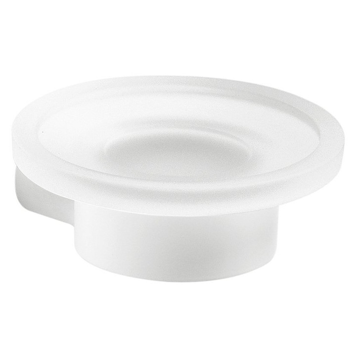 Поставка за сапун Gedy PIRENEI, матирано стъкло, бяла, 110x41x113 мм, комплект от 1 брой.