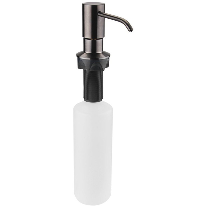 Süllyesztett szappanadagoló, Sapho, kerek, 350 ml, fekete, 55x278x103 mm