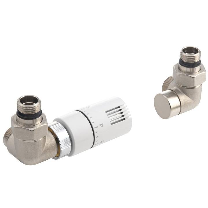 Set de conectare termostatica Aqualine, stanga, nichel, 50mm