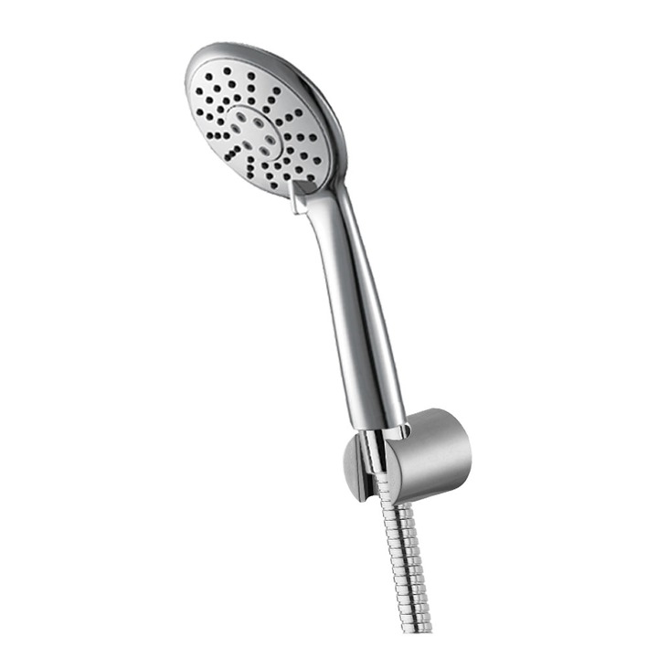 Set de dus Mereo, cu dus manual, furtun de conectare si suport, plastic/ crom