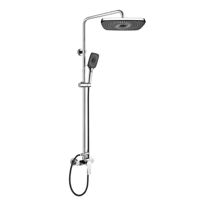 Baterie de dus Mereo Dita, cu dus patrat, 150 mm, 300x190 mm, neagra