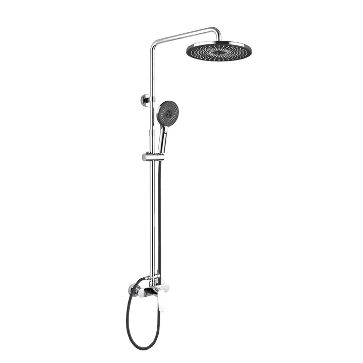 Coloana de dus Mereo Viana, set cu baterie, dus rotund, 150 mm, 250 mm, negru