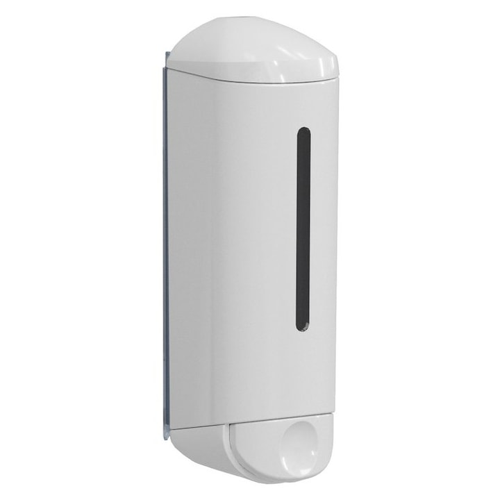 Dispenser de sapun Marplast, 250ml, alb, 50x185x75mm, montare prin lipire sau gaurire