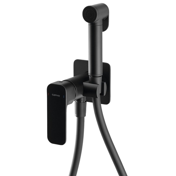Sapho SPY bidé csaptelep, lefolyócsővel, 40x80mm, matt fekete, 1200mm