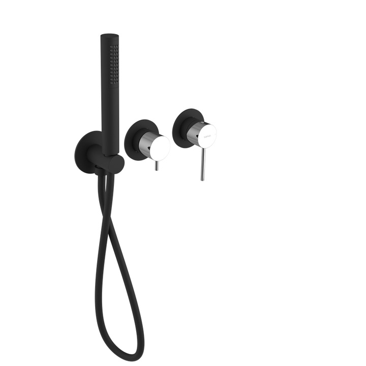 Baterie sanitara Sapho ULTRAMIX, 2 cai, negru mat, 60mm, set 3 bucati