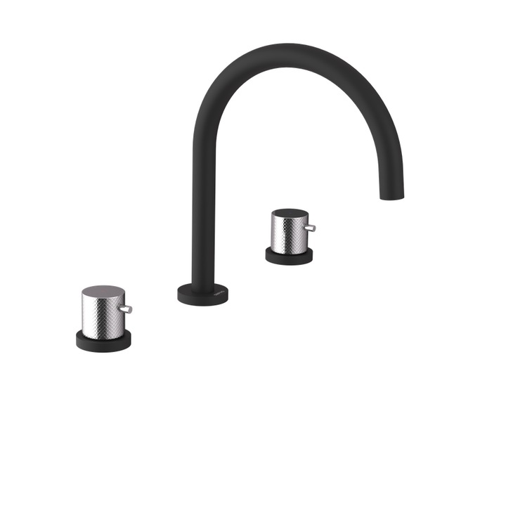 Baterie sanitara Sapho ULTRASAN, triprvkova, neagra mat, 235mm, set 3 bucati