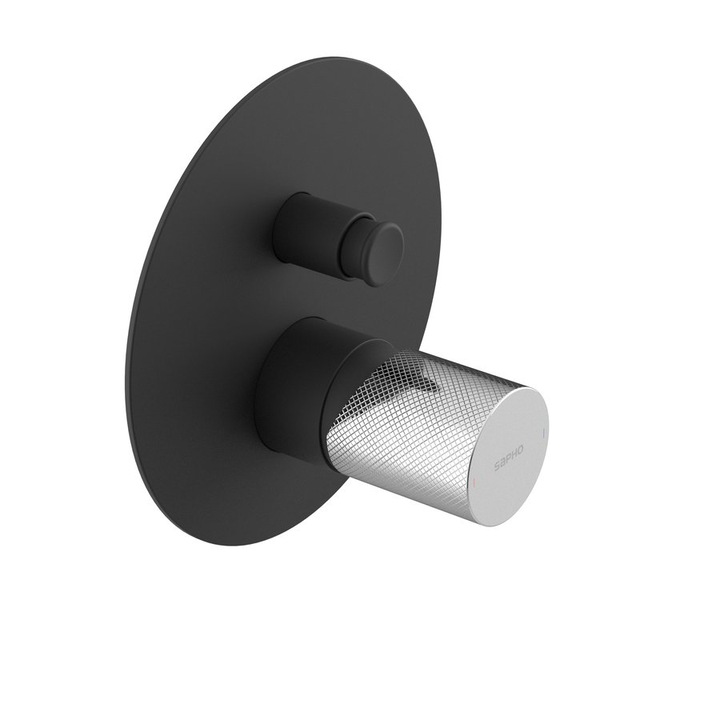 Санитарен смесител Sapho ULTRATAP, 2 изхода, матово черен, 180x180 мм, комплект от 2 броя