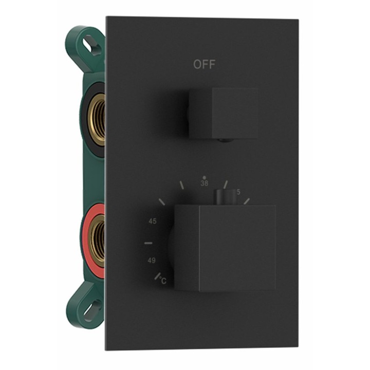 Baterie termostatica de dus incastrata Sapho, 2 iesiri, 120x170mm, negru mat, 3.575 kg