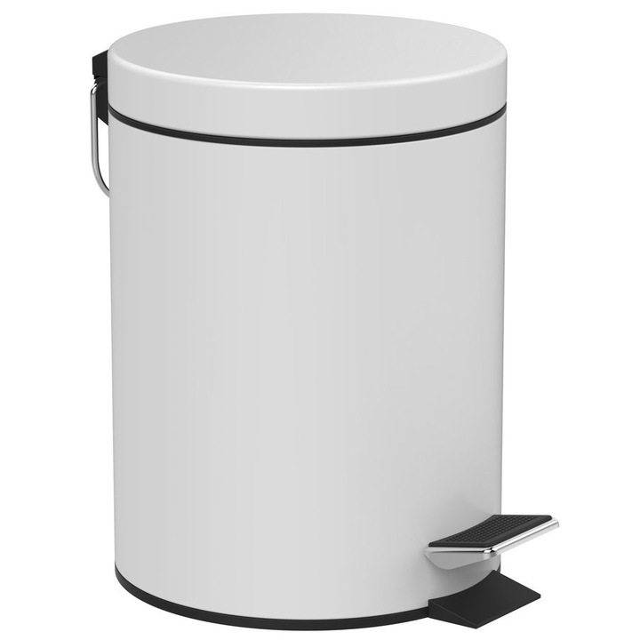 Cos de gunoi rotund Aqualine SIMPLE LINE 5l, alb mat - 28105