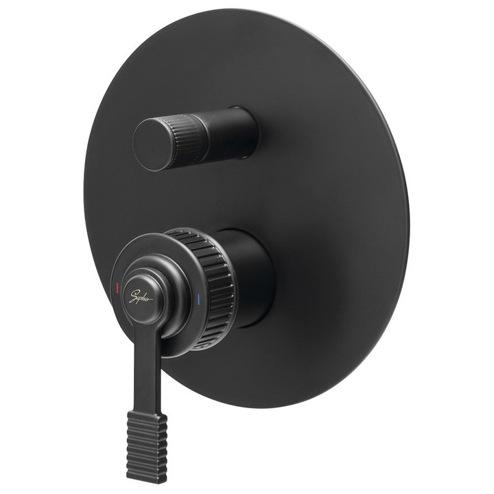 Baterie sanitara, Sapho, model VERSI, 2 iesiri, negru mat, 155x155mm