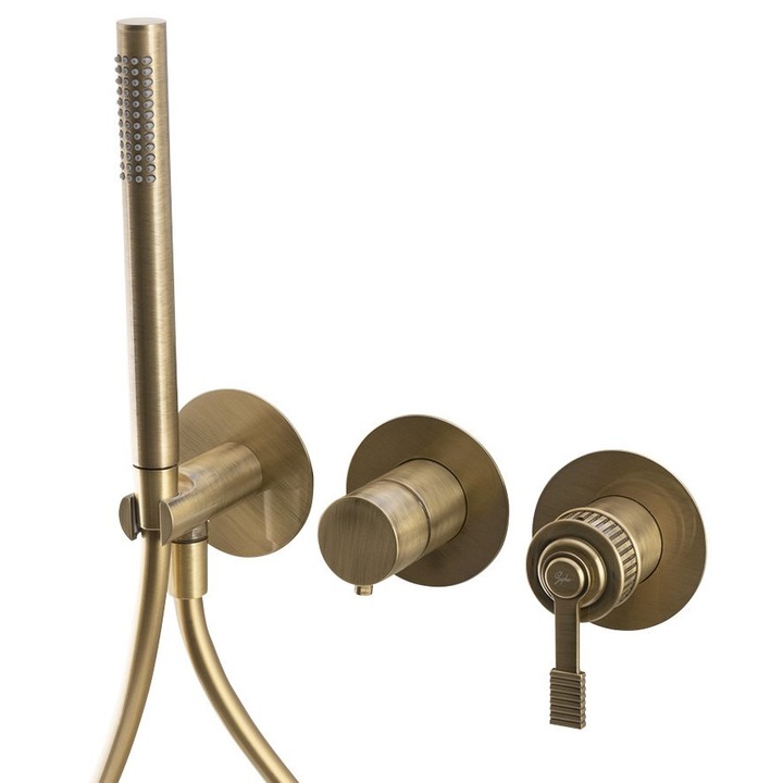 Baterie sanitara Sapho VERSI, bronz, 89mm, cu dus manual, set