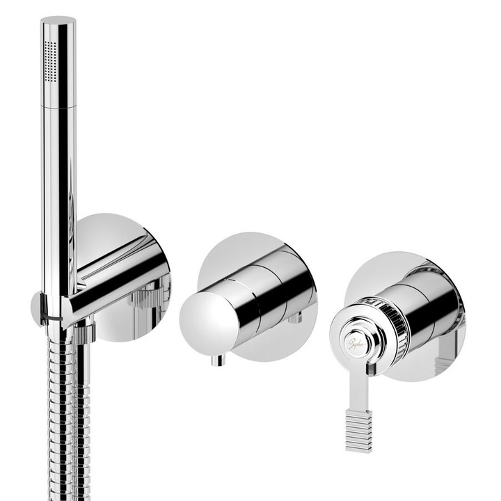 Baterie sanitara Sapho VERSI, crom, 89mm, cu dus manual, set