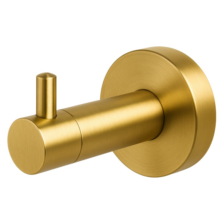 Carlig De Baie Simplu, Balneo, Qube, 6.7 x 3.7 cm, ⌀ 5 cm, Otel Inoxidabil Aisi 304, Fabricat Din Materiale De Inalta Calitate, Rezistenta La Coroziune, Produs Creat Pentru Utilizare Zilnica Confortabila, Auriu