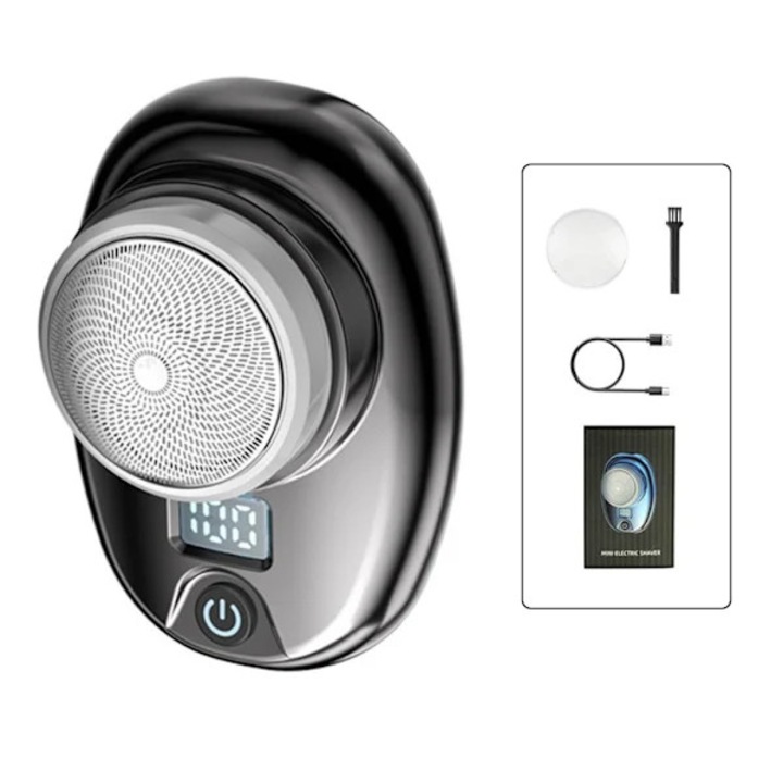 Mini aparat de ras electric, aparat de barbierit portabil, cu afisaj LED, incarcare USB, Gri, 1 buc
