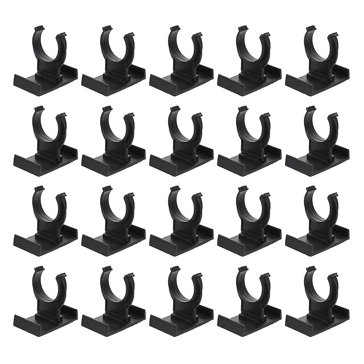 Set de 20 cleme plinte negre din plastic pentru nivelarea mobilei, dimensiuni 4.70x4.30x3.40cm