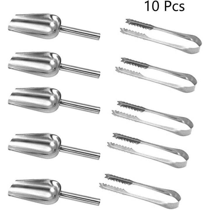 Material de calitate alimentara Clesta de servire din otel inoxidabil, lingurita multifunctionala pentru gheata, bomboane, lingurita pentru animale de companie, clema moale asigura o manevrare confortabila, sigura pentru masina de spalat vase