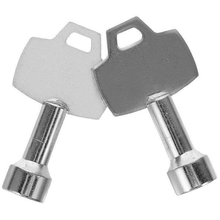 Set 2 chei metalice triunghiulare pentru lacat cos gunoi, argintiu, 5.2x2.8x1.3cm