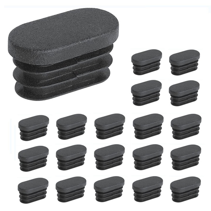 Set 100 capace pentru picioare de scaune, 15x30mm, plastic negru