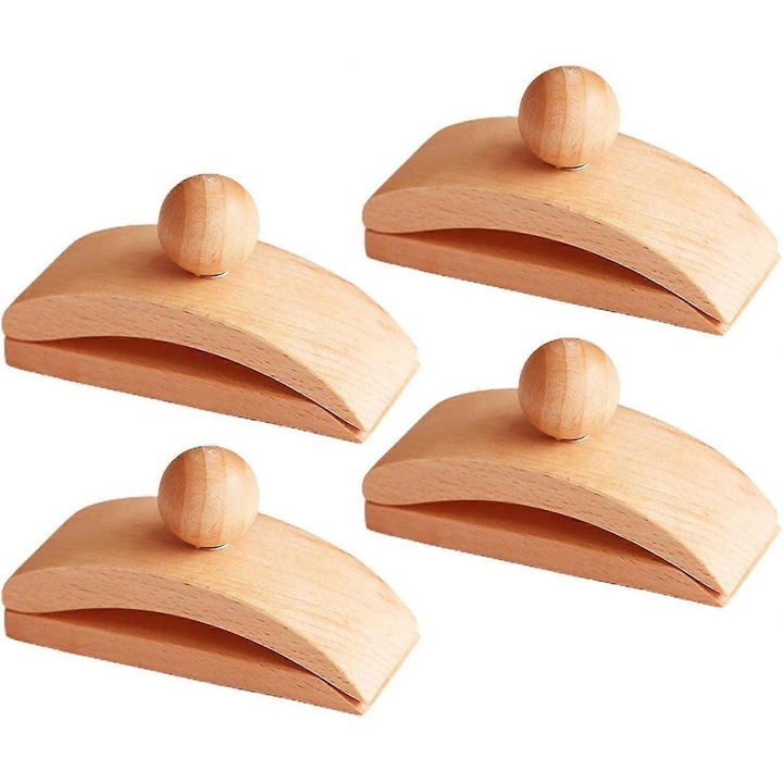 Set suporturi din lemn pentru perete, 4 bucati, pentru paturi si tesaturi, natural, 1/2"
