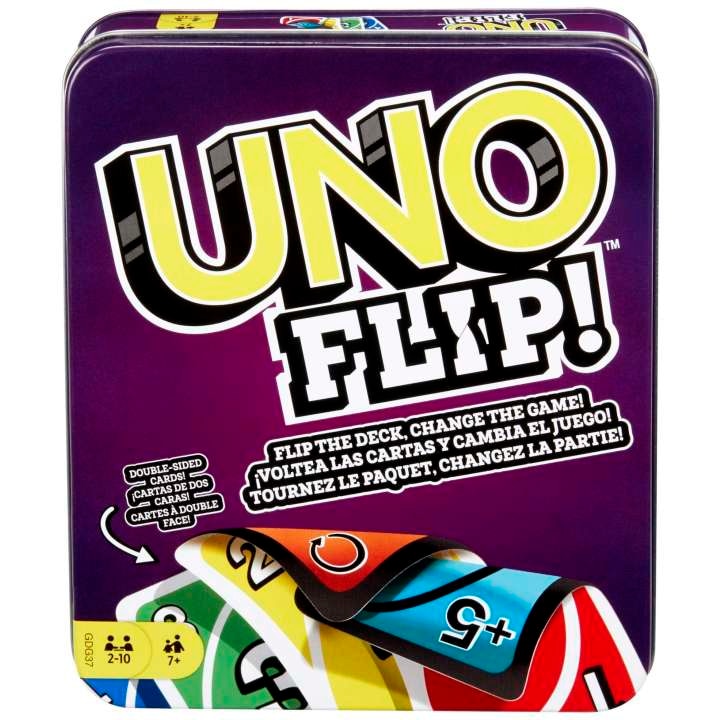 UNO FLIP – Családi kártyajáték – 112 kétoldalas kártya – Stratégiára ösztönöz – Versenyképes változat – Ajándék 7 éves kortól és felnőtteknek, angol