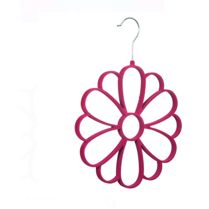 Umeras Velvet Antialunecare in Forma de Floare, 15 Spatii pentru Esarfe si Fulare, Fucsia, 26x26cm, Organizator Economisire Spatiu