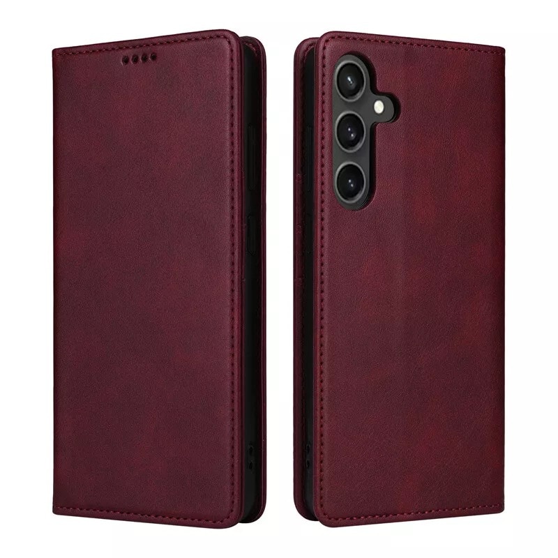 Husa pentru Samsung Galaxy A25 Daden® Flip Leather Deluxe, Antisoc, Inchidere magnetica, Buzunar card, Calitate Premium, Visiniu