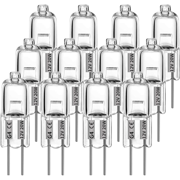 Комплект 20 халогенни крушки G4 10W, топло бяло, димируеми, 30x9.2мм