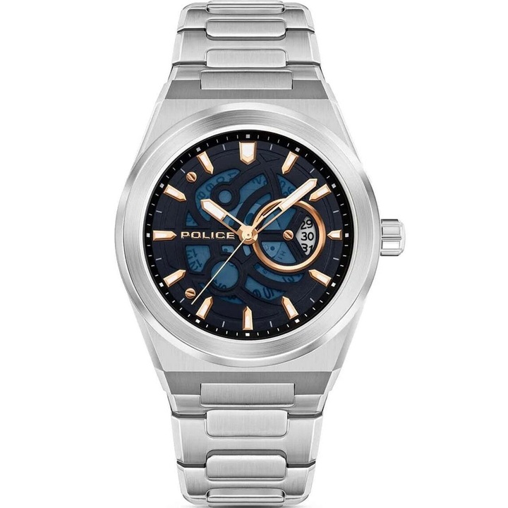 Ceas barbatesc Police PEWJH2228008, Quartz, 45mm, 5ATM, Argintiu, Aratatoare luminoase