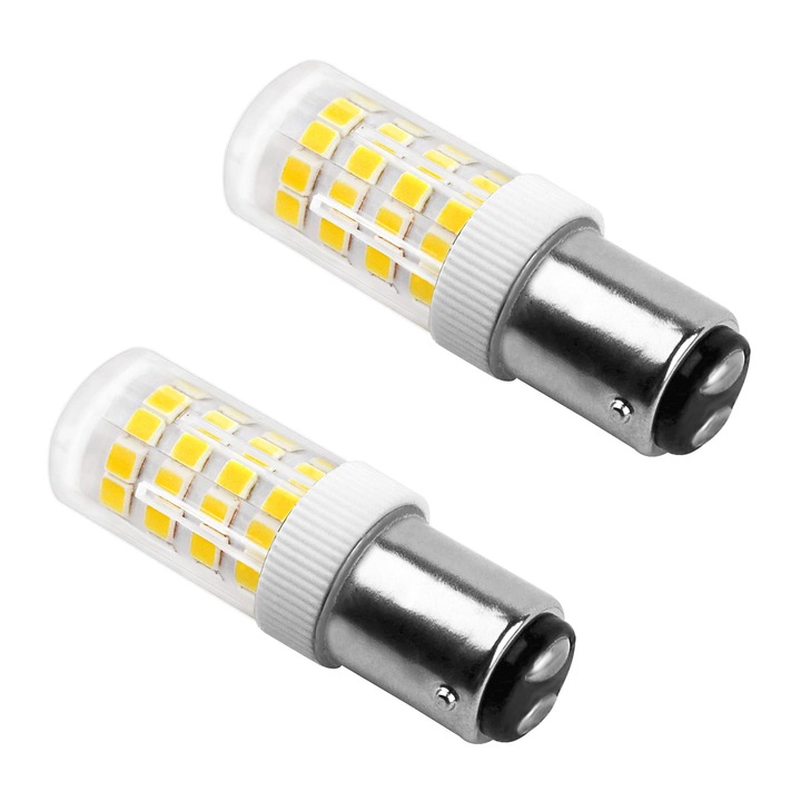 Set 2 becuri LED B15d 5W, 220-240V, alb rece 6000K, echivalent 40W incandescent, non-dimmabile
