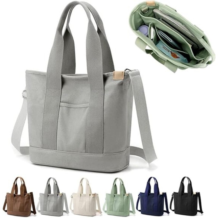 Geanta tote cu compartimente, medie, capacitate mare