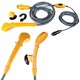 Set dus auto portabil cu pompa electrica, Zola, 60W, 5l/min, reglare debit apa, alimentare priza bricheta, 12V, carlig si ventuza montare, lungime furtun 2m, galben