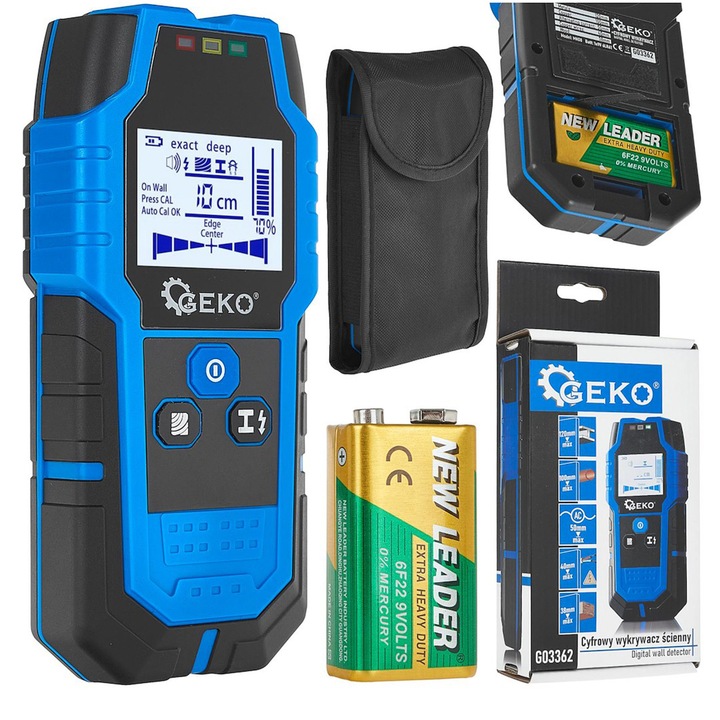 Detector digital pentru fire electrice in pereti, GEKO, cu indicator LED
