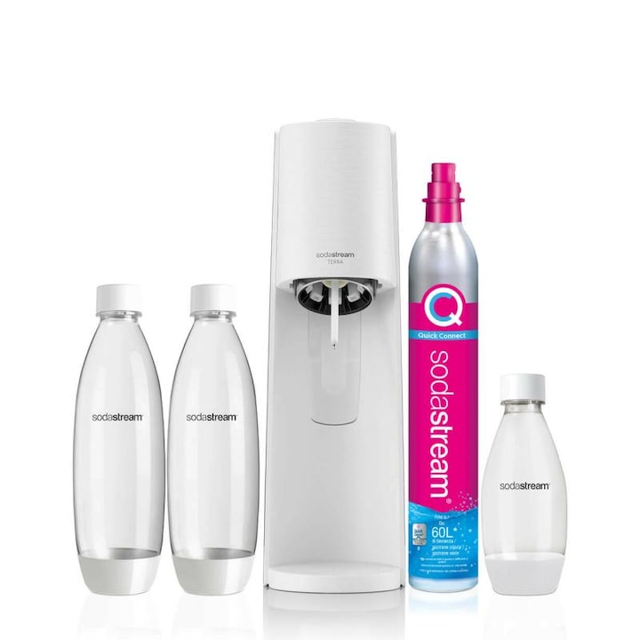 SodaStream Terra 2270213 szódagép, promóciós csomag 3 palackkal, fehér