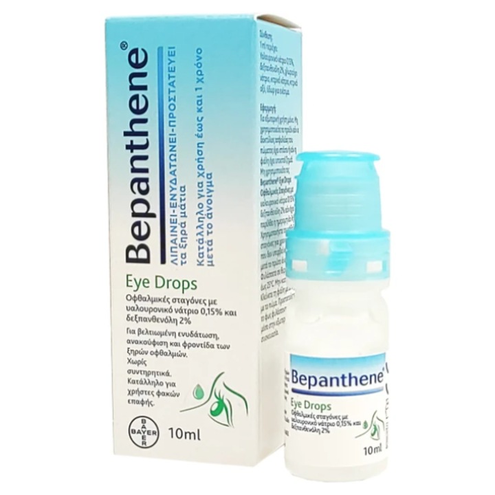 Picaturi oftalmice Bepanthol, 10ml, cu acid hialuronic, pentru hidratarea ochilor uscati