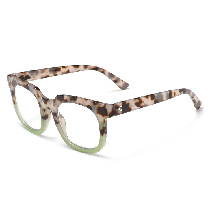 Ochelari de vedere Kingseven, Femei, Moda, Ochelari presbiopici, Hipermetropie, Lentile optice, Motif de leu de padure, Leopard-Verde +150