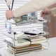 Suport dosare, Buyya®, Organizator documente, tavite pentru documente, Cutie organizare, Organizator birou, Suport documente, Tava de depozitare acrilica, 4 straturi, Economiseste spatiu pe masa, Pentru casa, Birou, 33*24*27.5 cm