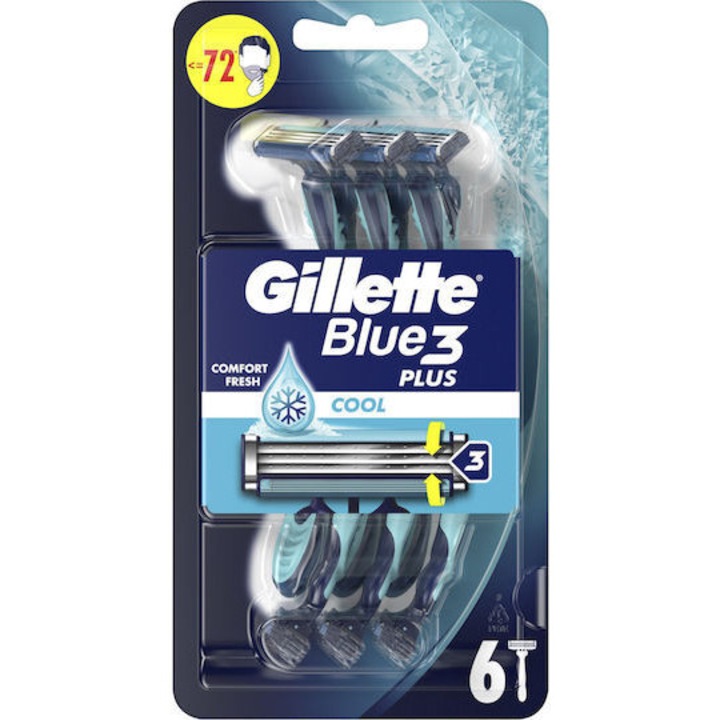 Aparate de ras Gillette Blue 3 Plus, 3 lame, tehnologie Comfortfresh, 6 bucati