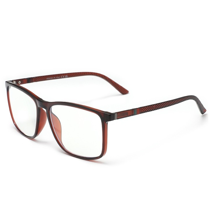 Ochelari de vedere Kingseven, unisex, dreptunghiular, ochelari de presbiopie, ochelari de citit, hipermetropie, anti-lumina albastra, ultralucios, maro +100