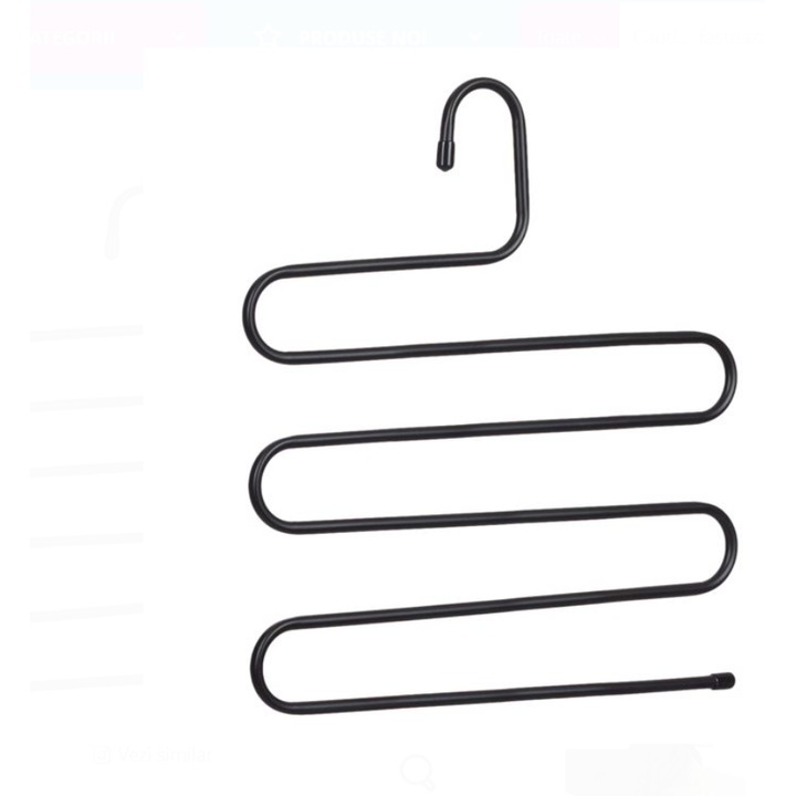 Черна метална закачалка с 5 места за панталони, 34x35.5 см, спестяваща място в гардероба, вертикален органайзер