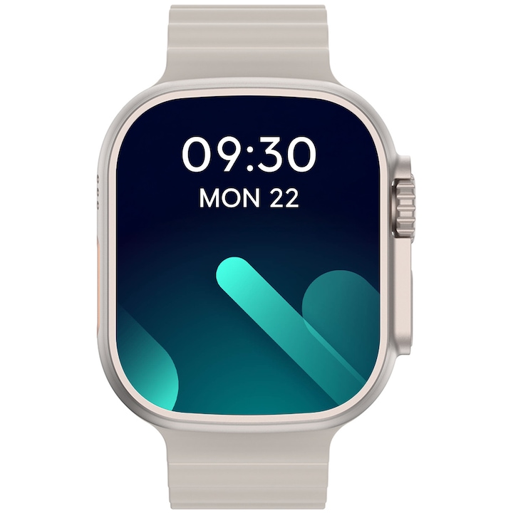 Ceas Smartwatch Smarty® Microwear Ultra3 Pro (2025) v2, Display 2.2" IPS Touch, ECG, NFC, Apeluri si Notificari, SpO2, Puls, Termometru, Somn, Ritm Cardiac, Incarcare Wireless, Sport, IP68, Gri