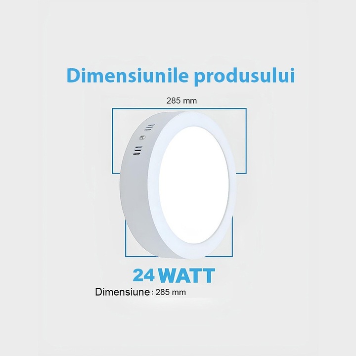 Plafoniera LED rotunda LEDIGANT 24W, Alb, diametru 28.5cm, ultra-subtire, eficienta energetica mare