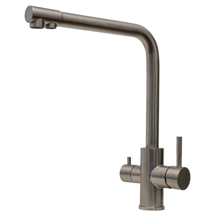 3-пътен смесител/кран, ProLine Edge неръждаема стомана 304, отделен поток на филтрирана вода и битова вода (студена и топла)