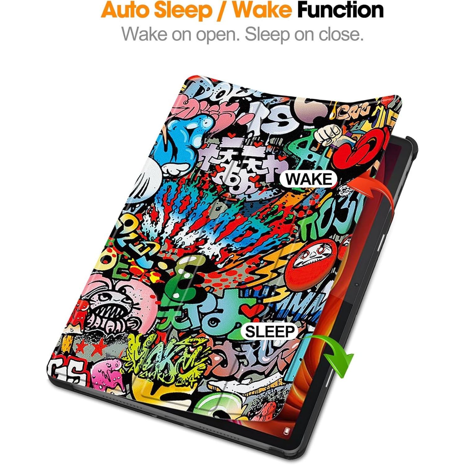 Husa tableta pentru, Lenovo Tab K11 Plus 11.45 inch 2024, TB-352FU/TB-352XU, auto functie sleep/wake tip stand, Graffiti