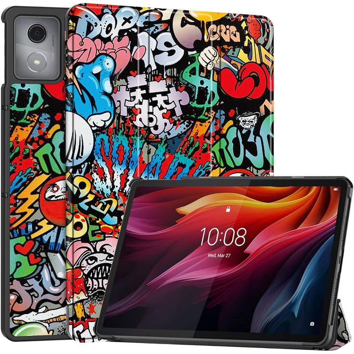 Калъф за таблет за, Lenovo Tab K11 Plus 11.45 инча 2024, TB-352FU/TB-352XU, с функция автоматичен сън/събуждане, тип стойка, Графити