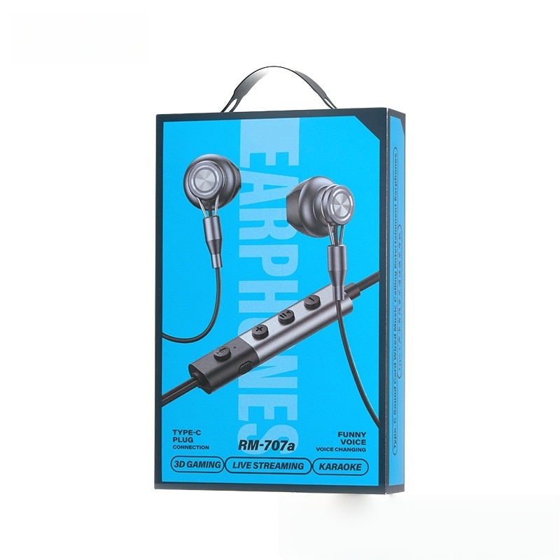 Casti cu fir, tip C, calitate audio HIFI, placa de sunet incorporata, microfon incorporat, potrivite pentru inregistrare live/melodii/jocuri K, confortabile de purtat, negre