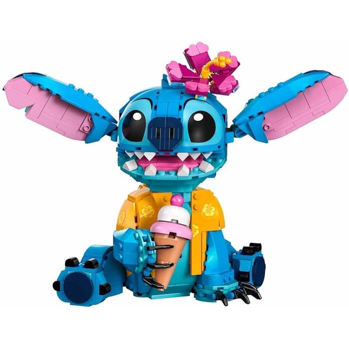 Jucarie creativa Disney Stitch cu cornet de inghetata si figurina - Set de constructie pentru copii cu varsta peste 9 ani, baieti si fete - cadou perfect pentru zile de nastere si joaca imaginativa, 43249, 9 ani 1