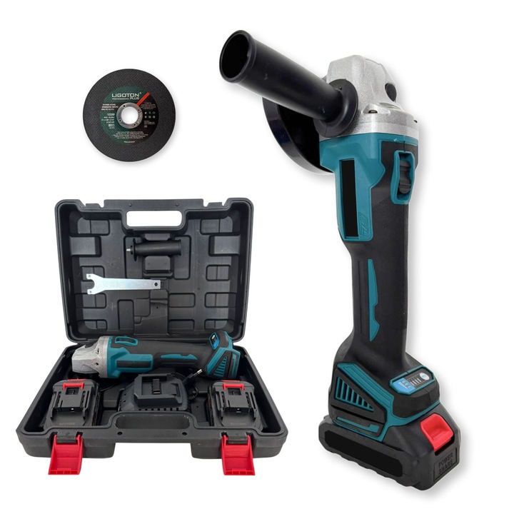 Polizor Flex cu acumulator, Fara fir, 5 Ah, Li-Ion 48 V, cu 2 acumulatori, 8500 Rpm, accesorii incluse, HAPPY JOKER®
