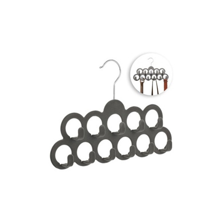Umeras Catifelat pentru Curele & Genti cu 11 Carlige Gri 30cm