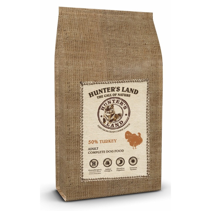 Hunter's Land száraz kutyatáp, 50% pulykával, gabonamentes, 2 kg