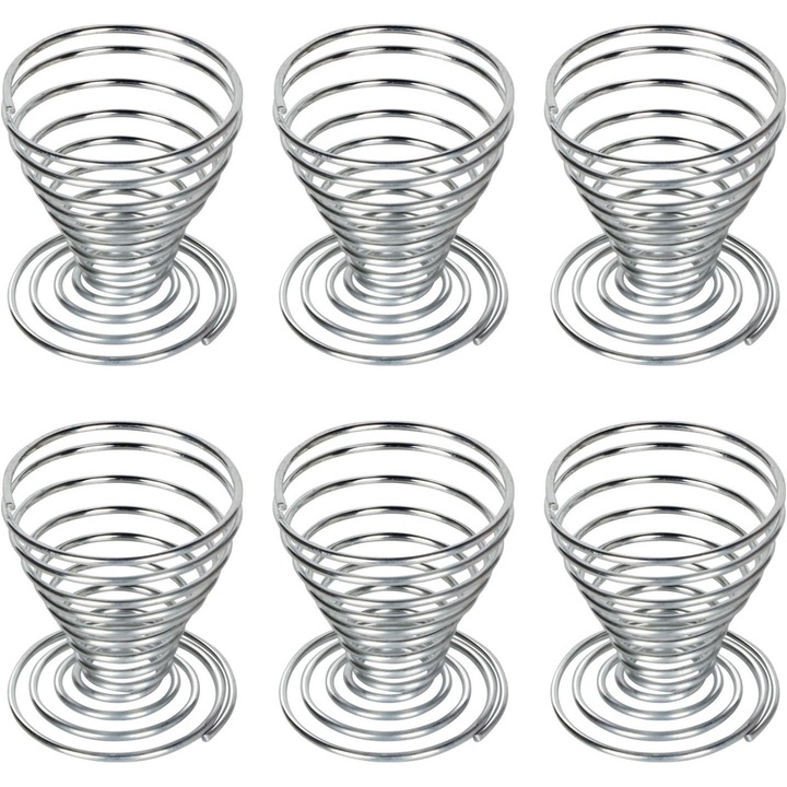 Set 6 suporturi pentru oua, din inox, argintii, 11.1x8.3x4.6cm